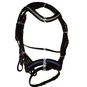 VOULEZ VENDRE une bride en cuir de cristal COULEUR BLEU BLANC EN DOLLAR 8 TAILLE pleine cob Shetland - Product Image 1