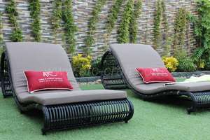 เตียงหวายสไตล์โมเดิร์นสำหรับลานบ้านเฟอร์นิเจอร์หวายกรอบอลูมิเนียมสำหรับใช้ในห้องนั่งเล่น - Product Image 4