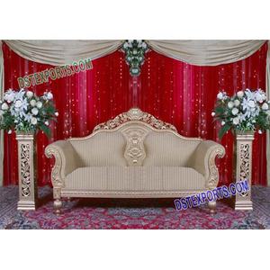 งานแต่งงานใหม่โกลเด้นรักโซฟามุสลิมแต่งงานโลหะแกะสลักสองที่นั่งโซฟาแต่งงานแกะสลักสีทองสวยงามโซฟา - Product Image 1