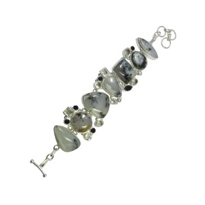 High Quality Dendritic Agate Multi Gemstone <b>Bracelet</b> Solid 925 Sterling <b>Silver</b> Jewelry <b>Bracelets</b> For Unisex Gift - Product Image 2