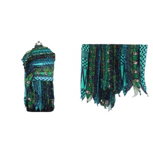 Sari en soie Foulards vintage Sari Patches Écharpe réversible Écharpe à rayures colorées Panneau en soie vintage Sari Vintage soie assortie - Product Image 1