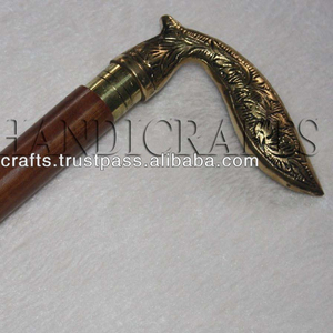 ไม้เท้า/ด้ามจับทำจากไม้ทำจากทองเหลืองโบราณสวยงามสำหรับกิจกรรมกลางแจ้งเช่นการเดินป่าทำจากวัสดุไม้ - Product Image 3