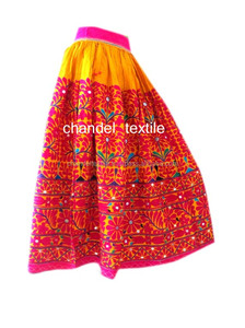 Jupe vintage en coton ethnique Banjara Rabari Kuchi multicolore rose broderie décontractée grande taille taille naturelle à collectionner - Product Image 6