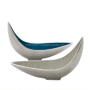 Juego de 2 Piezas de Vajilla de Cocina Estilo Americano, Tazón Grande Personalizable de Aluminio Esmaltado con Acabado Craquelado Ecológico en Azul y Blanco - Product Image 1