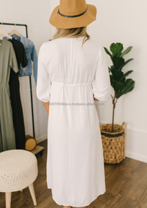 Caliente las mujeres femenino estilo bohemio suelto bordado Cordón de ajuste en la cintura vestido Midi elegante Sexy de alta de las señoras de moda Cool túnica - Product Image 3