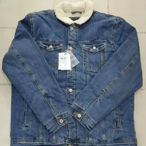 Jaket Denim Pakaian Pria Gender Bangladesh Stocklot dengan Bulu/Surplus Garmen Bangladesh Jaket Berat untuk Pria