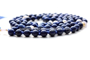 Lapis Lazuli มงกุฎจักระสร้อยคอยาวมาลากับลูกปัด108พู่ผ้าไหมของขวัญสำหรับชาวพุทธและโยคะ - Product Image 3