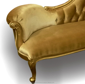 Sofá de Salón Dorado, mueble de reproducción antigua, Indonesia - Product Image 4