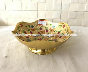 Sucrier en métal plaqué or Bol à ramequin ondulé avec gravure en laiton découpée Impression offset Techniques d'émaillage Artisanat - Product Image 3