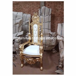 เก้าอี้ราชบัลลังก์ทรงราชาสิงโตฝรั่งเศสโบราณขนาดกลางใส่สบายทำจากโฟมไม้แข็งเนื้อผ้าหุ้มหนังสำหรับงานแต่งงาน - Product Image 5