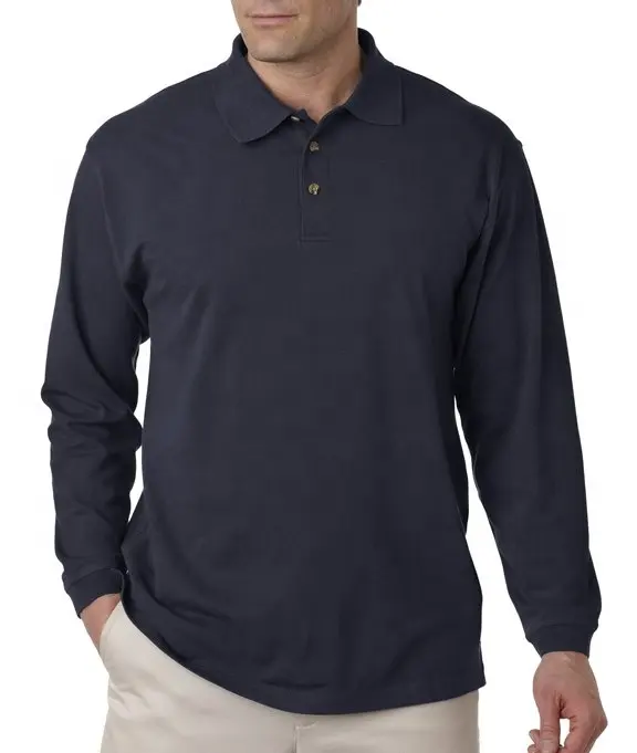 OEM benutzer definierte beste Qualität Baumwolle Blank schwarz Langarm Herren Polo T-Shirt, billige Langarm Polo-Shirts