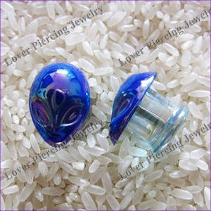 GB-840, diseño de calavera a la moda, cristal Pyrex de alta calidad, tapones para la oreja, <span class=keywords><strong>Piercing</strong></span> para el cuerpo, joyería de Color <span class=keywords><strong>anodizado</strong></span> - Product Image 1