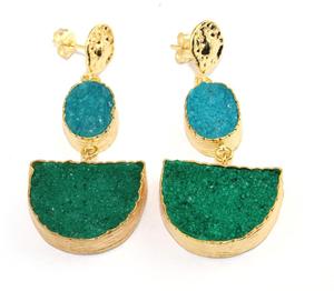 Pendientes de compromiso para mujer, joyería a la moda, color verde y azul cielo, colgantes de gota, diseño bohemio, aretes llamativos - Product Image 3