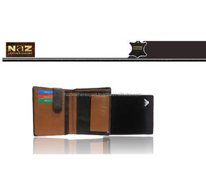 กระเป๋าสตางค์ใบสั้นแบบพับสองทบสำหรับผู้ชายหนังแท้สีดำป้องกันความปลอดภัยด้วยการปิดแบบเปิดและซับโพลีเอสเตอร์ - Product Image 2