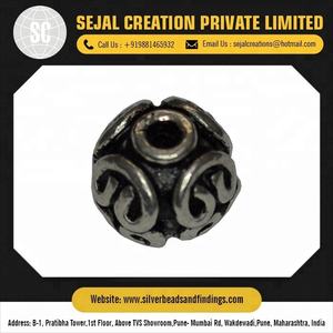 Perles ethniques oxydées en argent sterling 925 perles entretoises rondes et casquettes de perles résultats de bijoux - Product Image 4