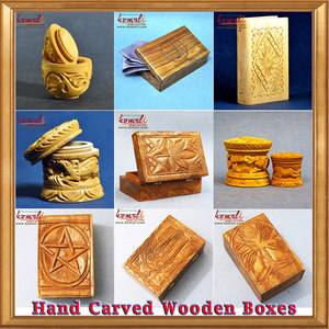 Caja tallada de madera al por mayor, caja redonda de madera, recuerdo indio - Product Image 6