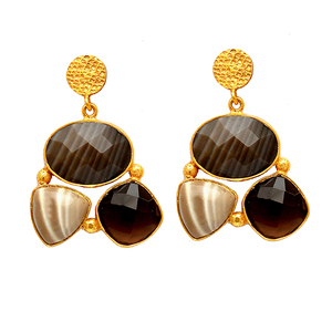 Briolette Cut Flint Smoky Quartz Gemstone 925 Sterling <b>Silver</b> Dangle Stud <b>Earrings</b> Jewelry Fashionable <b>Earring</b> For <b>Women</b>. - Product Image 2
