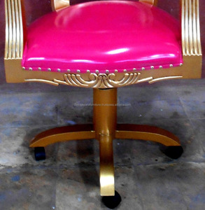 เฟอร์นิเจอร์ไม้ในร่มมะฮอกกานี: ร้อนสีชมพูทองร้านหมุนเก้าอี้แกะสลักสไตล์คลาสสิก - Product Image 4