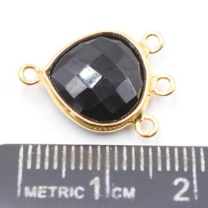<b>Black</b> Onyx <b>Heart</b> Shape 925 Sterling Silver Bezel Gold Plated Connector Handmade Jewelry Making - Product Image 3
