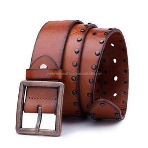 Ceintures décontractées en cuir de haute qualité pour hommes, ceinture de mode en cuir véritable avec boucle en alliage de laiton massif, vente en gros - Product Image 1
