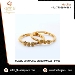 Antique Classic Gold Plated <b>Copper</b> Alloy Pearl <b>Bangles</b> for Women-14988 - Product Image 2