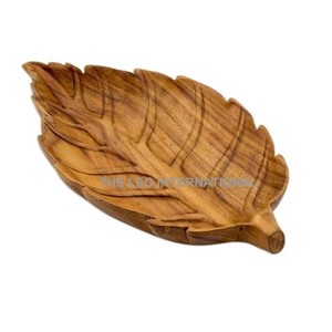 Bol décoratif de couleur brune Matériau en bois Forme de feuille Design très luxueux Bol de service à soupe à salade - Product Image 1
