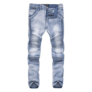 Pantalon en jean coupe ajustée de haute qualité pour hommes, logo personnalisé, tenue décontracté, taille moyenne, délavé coloré, imperméable, style crayon, léger - Product Image 1