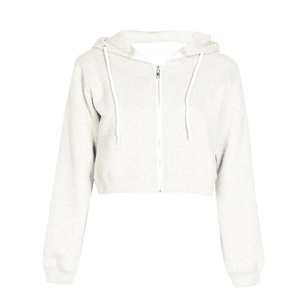 Mujeres crop top zip up sudaderas con capucha logotipo personalizado al por mayor con las mujeres de moda Nuevo diseño Zip up con capucha con manga larga por Viky Ind - Product Image 1