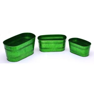 Galvanized Planter Boxes Green Color Round Galvanized Embossed Planter Galvanized Decorative Planters - Product Image 4
