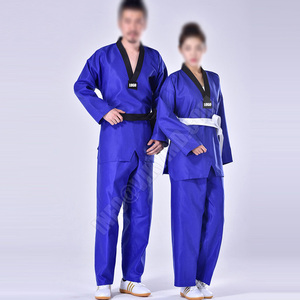 Ropa de uniforme de Taekwondo con logotipo personalizado, traje rojo tradicional para niños, estudiantes adultos, Tae Kwon Do Dobok aprobado, ropa negra con cuello en V - Product Image 4