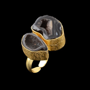 Lavish Collection-Anillo de moda, chapado en oro, piedra drusa cruda Popular - Product Image 2