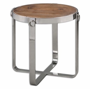 Metal Table with Wooden Top - Product Image 1