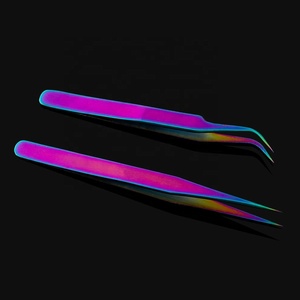 Ensemble de pinces à extensions de cils en titane de couleur arc-en-ciel, droites et courbées, outils pour cils pour une utilisation professionnelle - Product Image 5