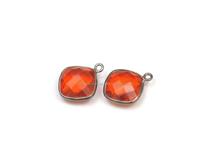 Piedra preciosa de cuarzo rojo, chapado en oro y plata, forma de cojín de 12mm, bisel hecho a mano facetado, piedra natal de moda, todas las joyas - Product Image 3