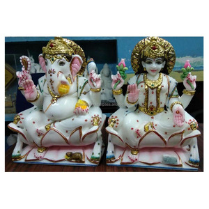 Estatua de Lord Ganesh Laxmi de Mármol - Product Image 1