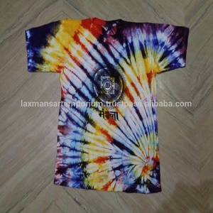 T-shirts pour hommes 100% coton tricoté tie-dye multicolores vintage respirants à manches courtes, imprimés en sérigraphie, vente en gros pour l'été - Product Image 3