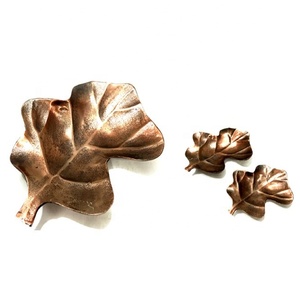 Hot Selling Antique <b>Copper</b> Finished Aluminium Metal Leaf Shape Food Serving Display Tray Dining <b>Table</b> top Decor Customization - Product Image 1