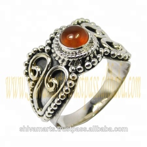 Nouveau Design Femmes Romantique Cornaline Gemme Éternité Vermeil Anneau Fabriqué À La Main Bijoux En Argent pour Cadeau De Mariage - Product Image 2
