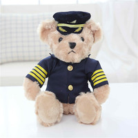 Oem Conception En Peluche pilote ours en peluche uniforme ours en peluche en peluche Avec Chapeau