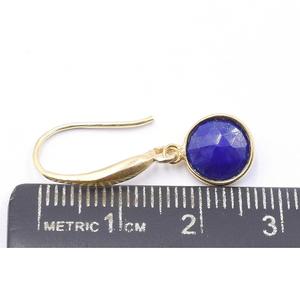 Boucles d'oreilles en argent Lapis-Lazuli, 10 pièces, 25 à 26 MM, forme ronde, plaqué or - Product Image 4