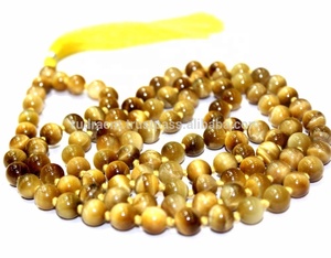 Venta caliente 108 Bead Yoga Mala collar hecho a mano artista indio collares con cuentas ojo de gato 8mm perlas naturales cadenas al por mayor - Product Image 2