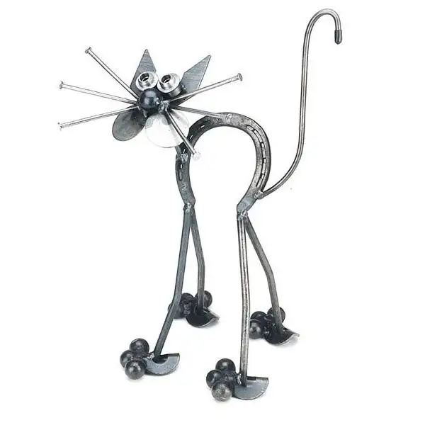 Fer à cheval chat en métal, Sculpture