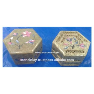 Boîte décorative d'incrustation de pierre à savon - Product Image 1