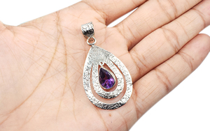 Colgantes de Plata de Ley 925 con amatista en forma de pera, joyería en línea, joyería de plata 925 - Product Image 4