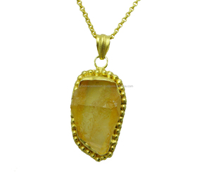 Nouveauté Pendentif Quartz Ours Plaqué Or avec Pierre Précieuse Rugueux Vente en Gros Bijoux de Mode - Product Image 2