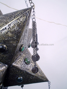 Lampe suspendue en forme d'étoile LED XXL en laiton marocain BR151, style antique, décorations de mariage, Zahereen - Product Image 4
