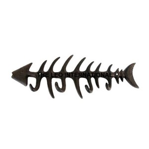 Aluminum Metal Black Antique Fancy Style Wall Hanger Fish Design 4 <b>Hooks</b> Luxury Wall Mounted Hanger - Product Image 1