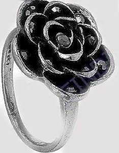 最受欢迎的古董热卖美丽玫瑰风格枪金属宝石925银戒指印度饰品