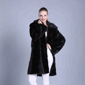 Su misura di Nuovo Disegno Con Cappuccio <span class=keywords><strong>Nero</strong></span> Cappotto Di <span class=keywords><strong>Pelle</strong></span> di Visone - Product Image 3