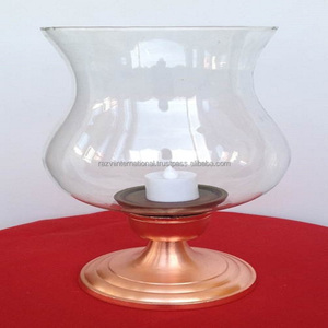 Lanterne ronde en aluminium couleur cuivre, faite à la main, durable, écologique, porte-bougie pour décorations de mariage de Pâques - Product Image 1